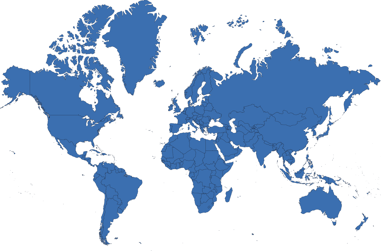 Carte du monde de la presence internationale de BioTical